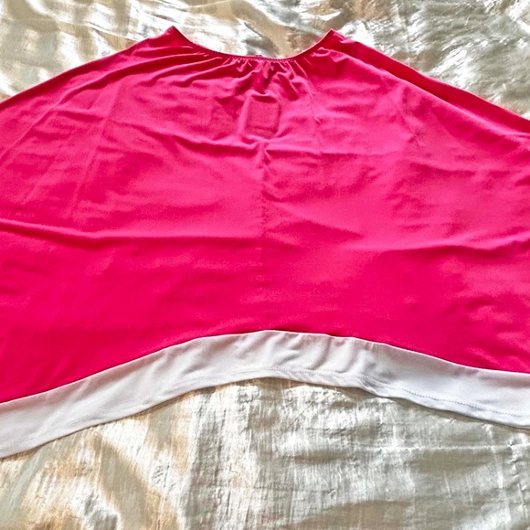 PONCHO, JERSEY, PINK & WHITE, ONE SIZE, CANADIAN MADE!, ARTIZAN BY ROBIN BARRE, - Picture 2 of 9